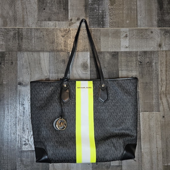Michael Kors Handbags - Michael Kors Neon Stripe Eva Tote